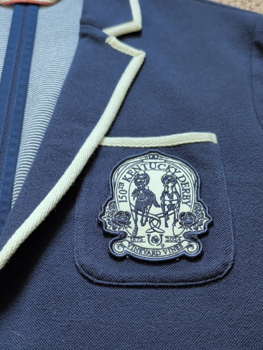 Vineyard Vines Nautical Navy Pique Blazer with Kentucky Derby Crest M